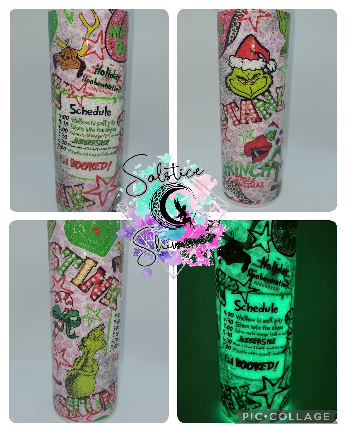 20 oz Skinny Grinch Green Glow Tumbler