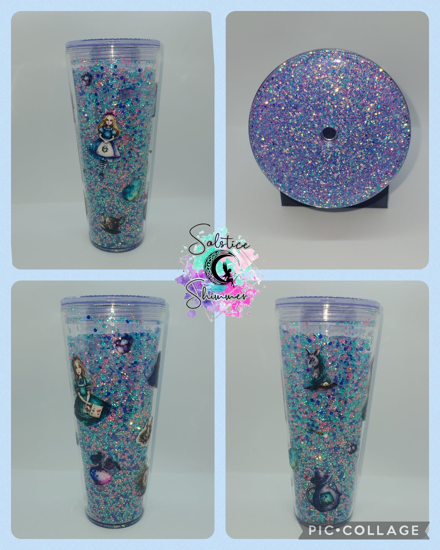 22 oz Alice Acrylic Rhinestone filled Tumbler