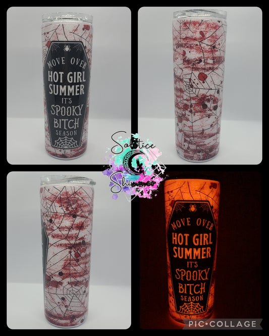 20 oz Spooky B***h shimmer glow tumbler